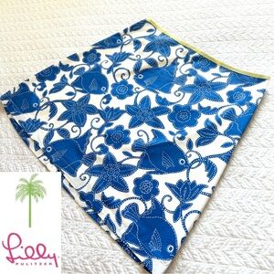 Lilly Pulitzer Blue and White Floral Fish Print Mini Skirt